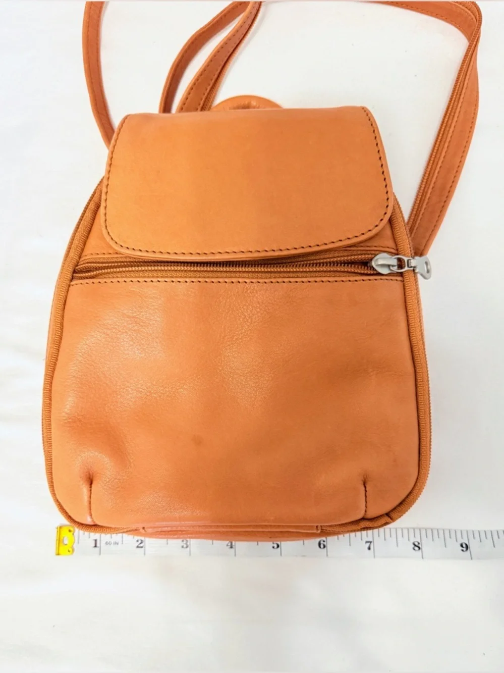 Paul & Taylor Genuine Leather Mini Backpack Tan Convertible Bag Soft Leather USA